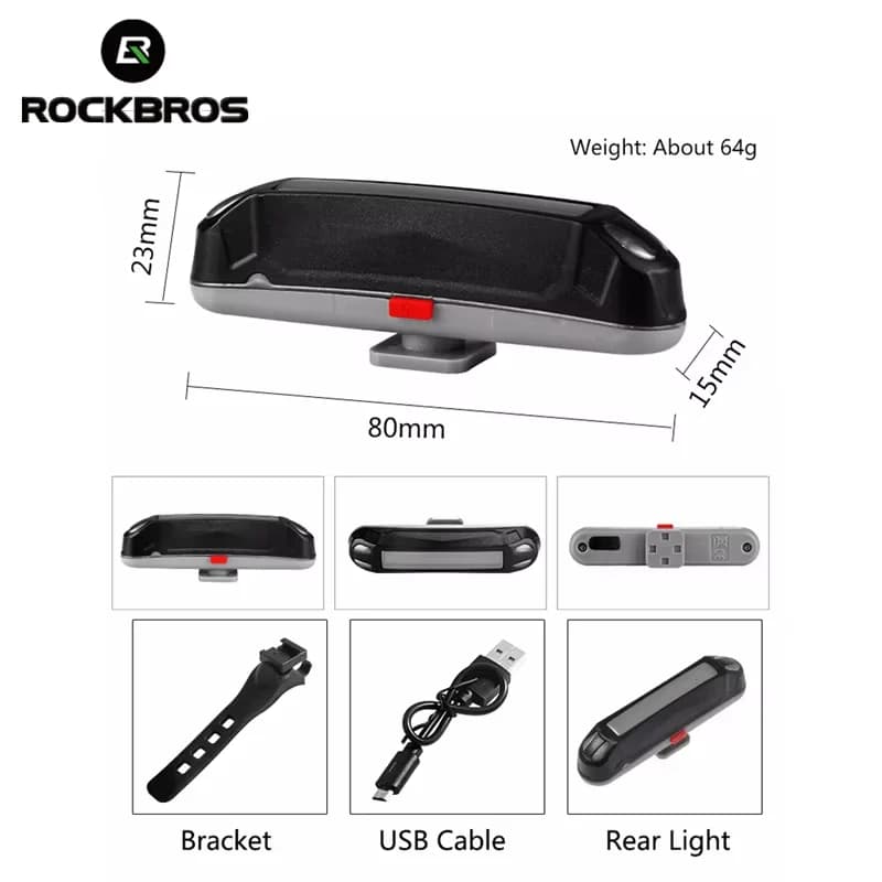 USB uzlādējama LED velosipēda aizmugurējā gaisma